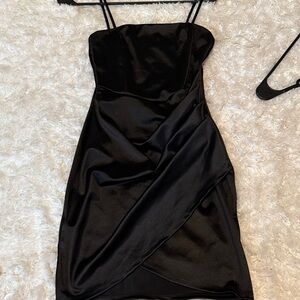 Windsor Black Satin Mini Dress
